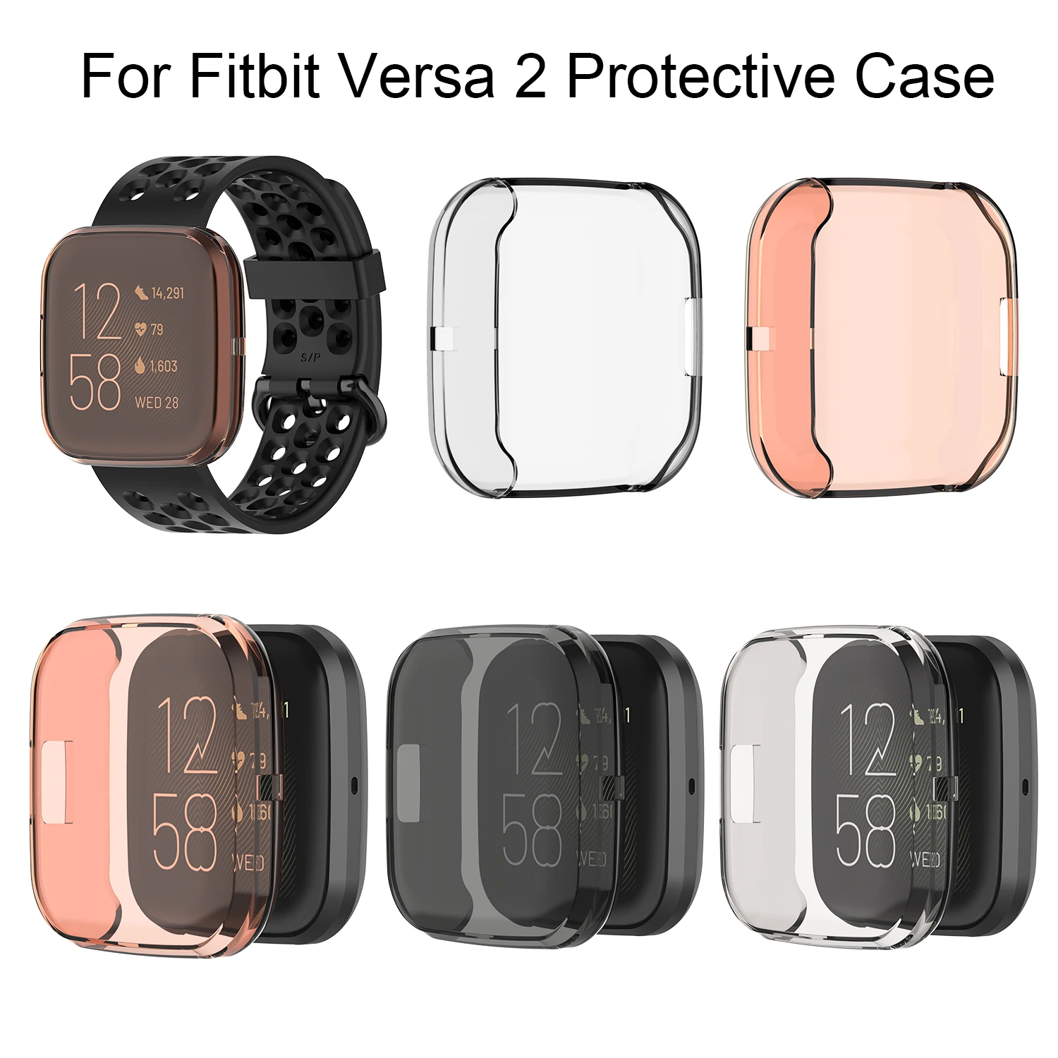 Мягкий ТПУ защитный чехол для Fitbit Versa 2 Smart Watch полное покрытие/Половина