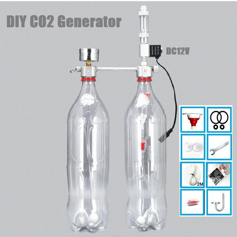 

ZRDR Aquarium CO2 Generator System DIY Kit Solenoid Valve Pressure Air Flow Adjustment Water Plant Fish Check Valve Diffuser
