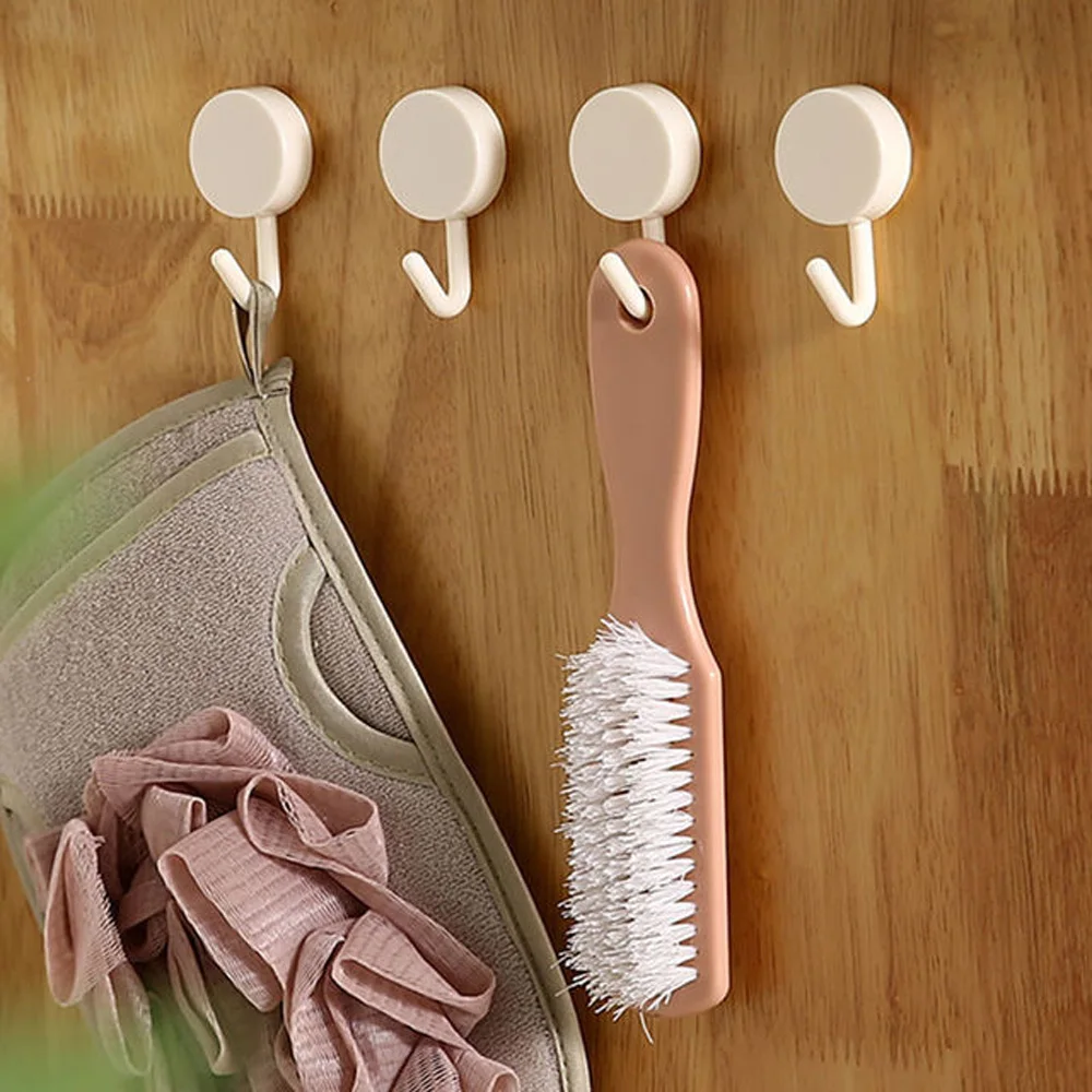 

10Pcs Wall Hook Solid Color Free Punching Door Without Trace Nail Small Clothes Hook Mounted Towel Key Holder Decorative