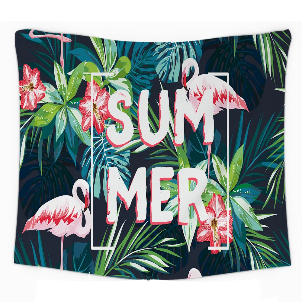 Тропический гобелен с изображением фламинго природного леса для влюбленной