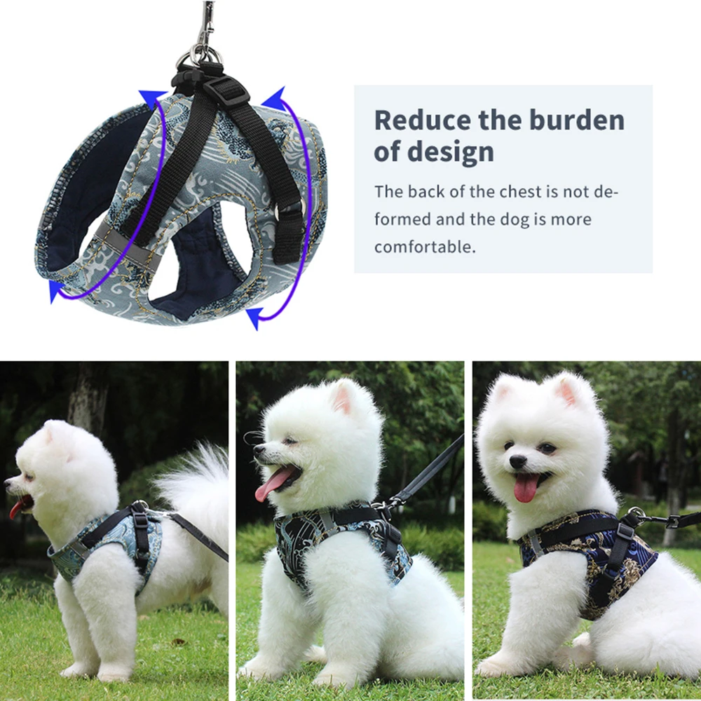 Нейлоновая кошка шлейка для собаки поводок светоотражающий регулируемый шлея