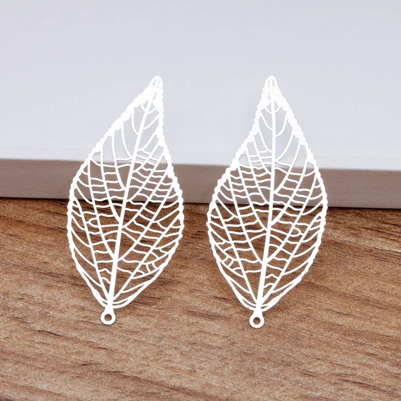 43x20mm Filigree Leaf Earring &amp Pendant Drops Findings DIY Crafts Vintage Charms Metal Hair Clasp Bu Yao Making Multi-color | Украшения