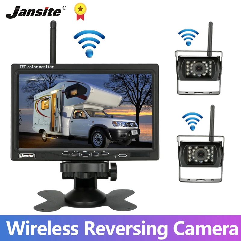 Jansite 7 дюймов камера заднего вида для грузовика Набор беспроводной 12В-24В монитор RV