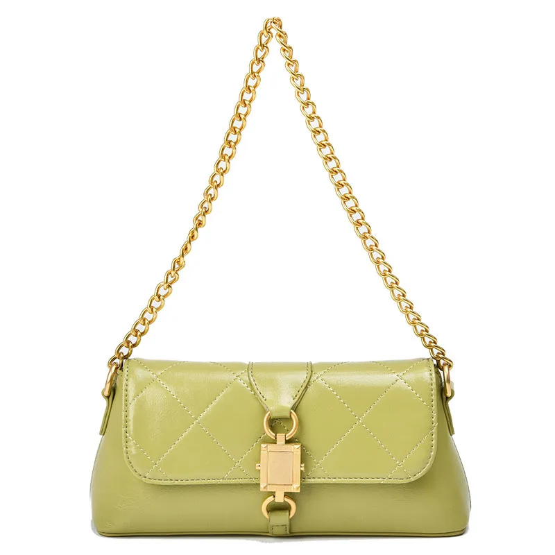 

Женская сумка для подмышек из искусственной кожи, однотонная Дорожная сумка на плечо с цепочкой, 2021