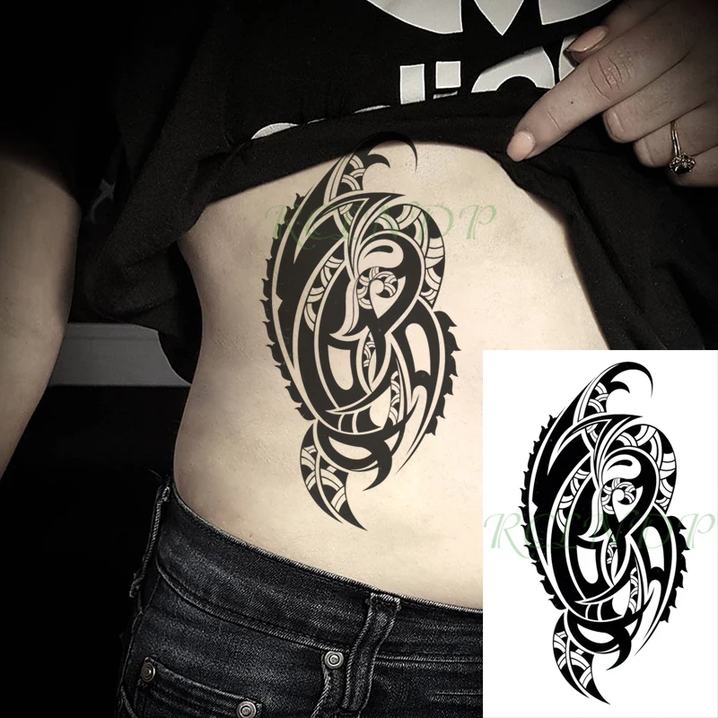 

Водонепроницаемый Временная тату наклейка с тотемным узором из цветов и листьев дизайн Модные поддельные татуировки флеш-тату ноги для ног...