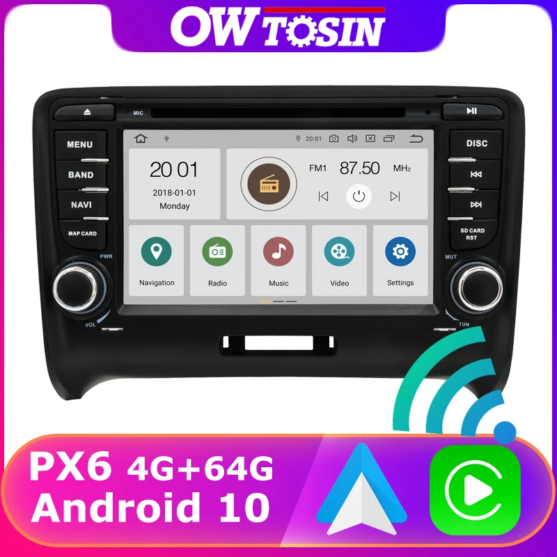 Автомобильный плеер PX6 4 + 64 ГБ GPS Android 10 для AUDI TT MK2 2006 2014 радио навигация стерео