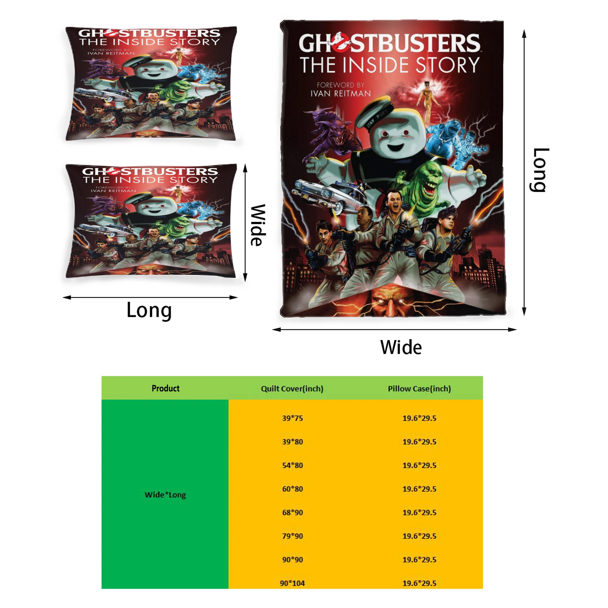 

Ghost Busters Graphic Printed Bedding Set Pattern Printing Polyester Quilt Cover Set 3 Pieces Quilt Cover Pillow Cover Set