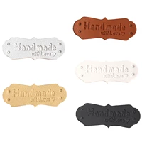 100pcs color label handmade lace four hole embossed suede leather label handmade accessories making childrens wear hat scarf