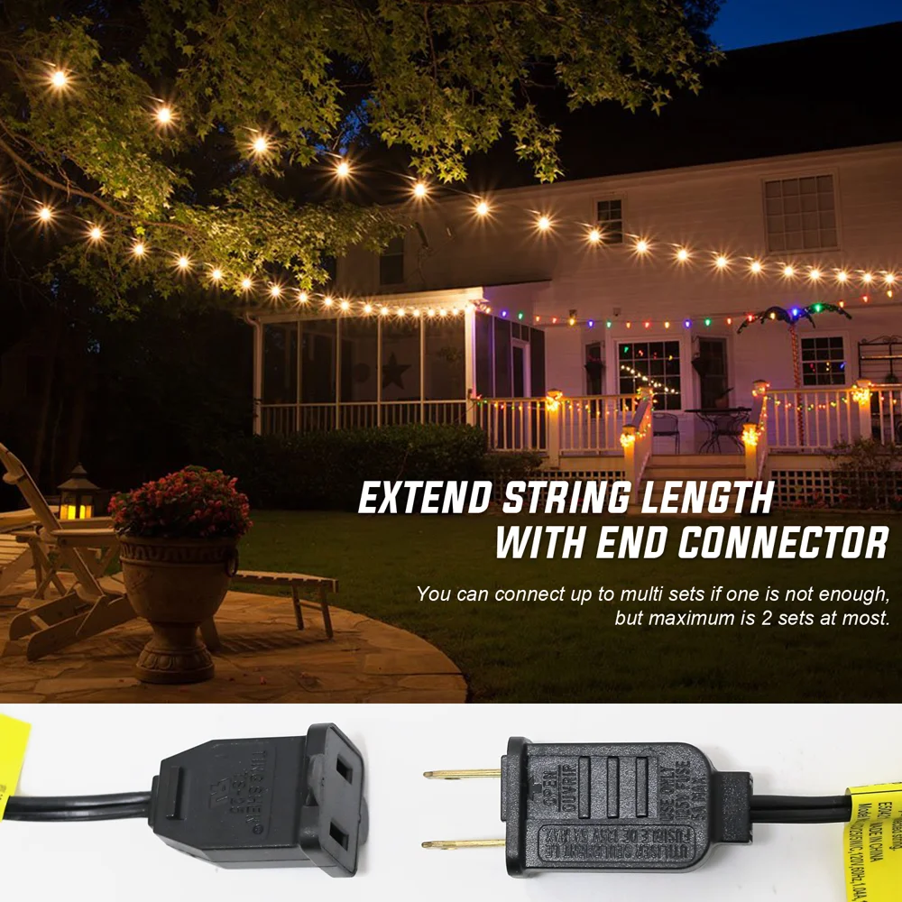 Водонепроницаемая гирлянда G40 с круглыми лампочками длиной 25 футов подвесная