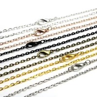 10pcslot flat oval link chain necklace for women pendants necklace chains gold with lobster clasp for diy jewelry making craft