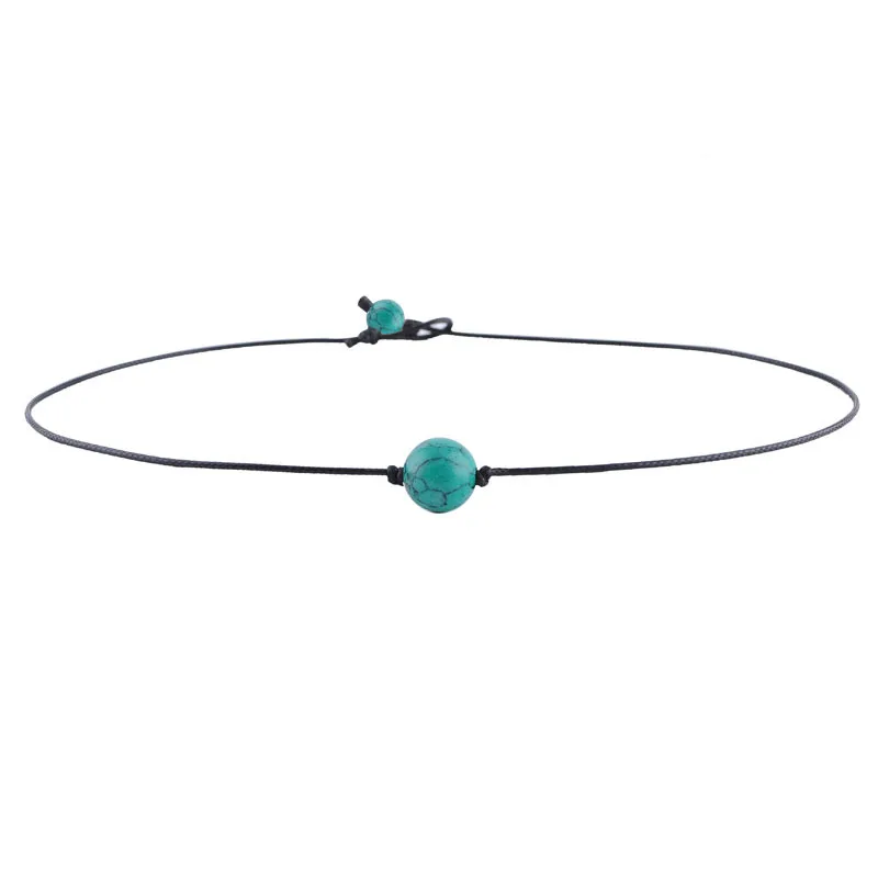 Природное ожерелье для женщин зеленый синий цвет простое короткое подарок