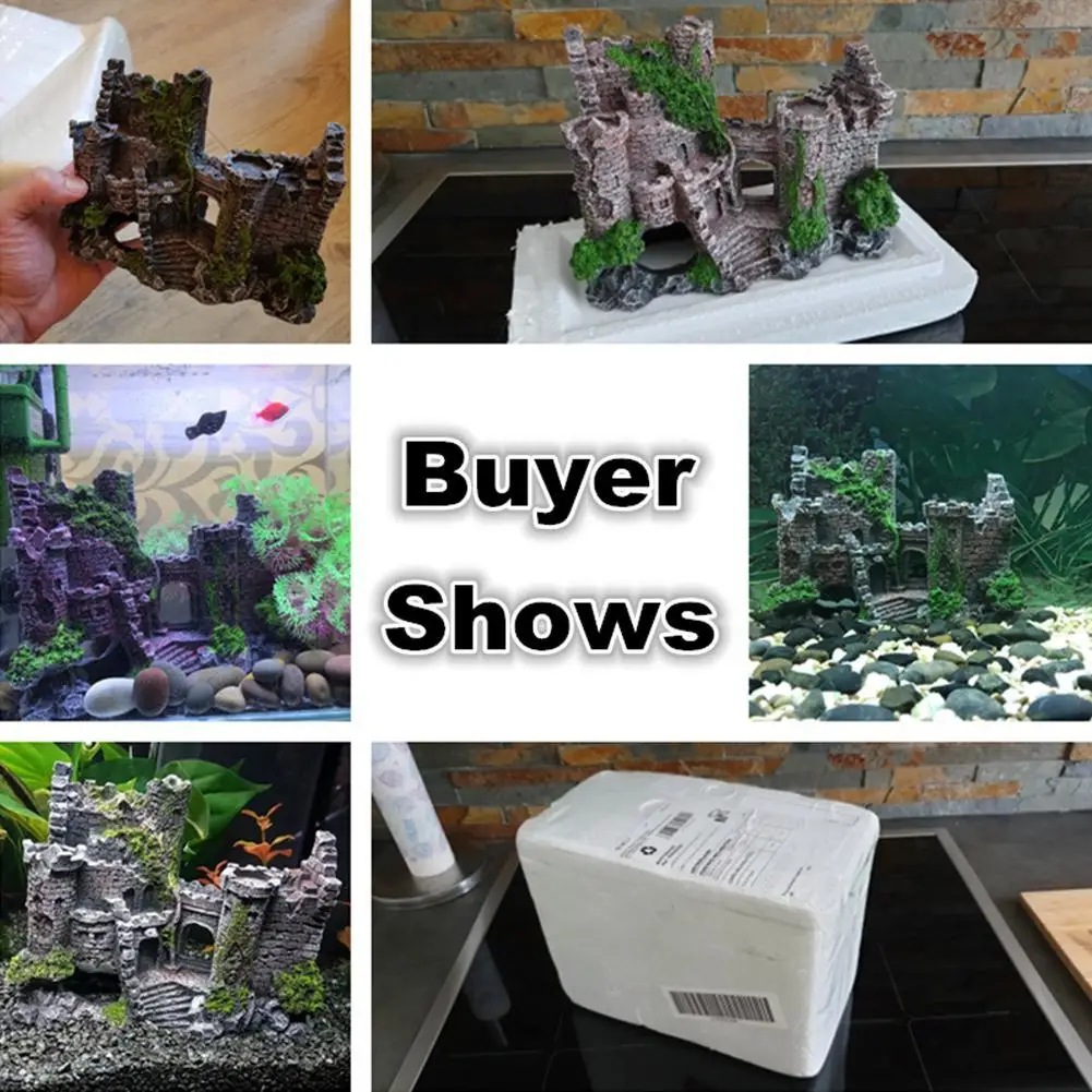 Смола искусственный старинный замок украшение для дома аквариум каменная пещера