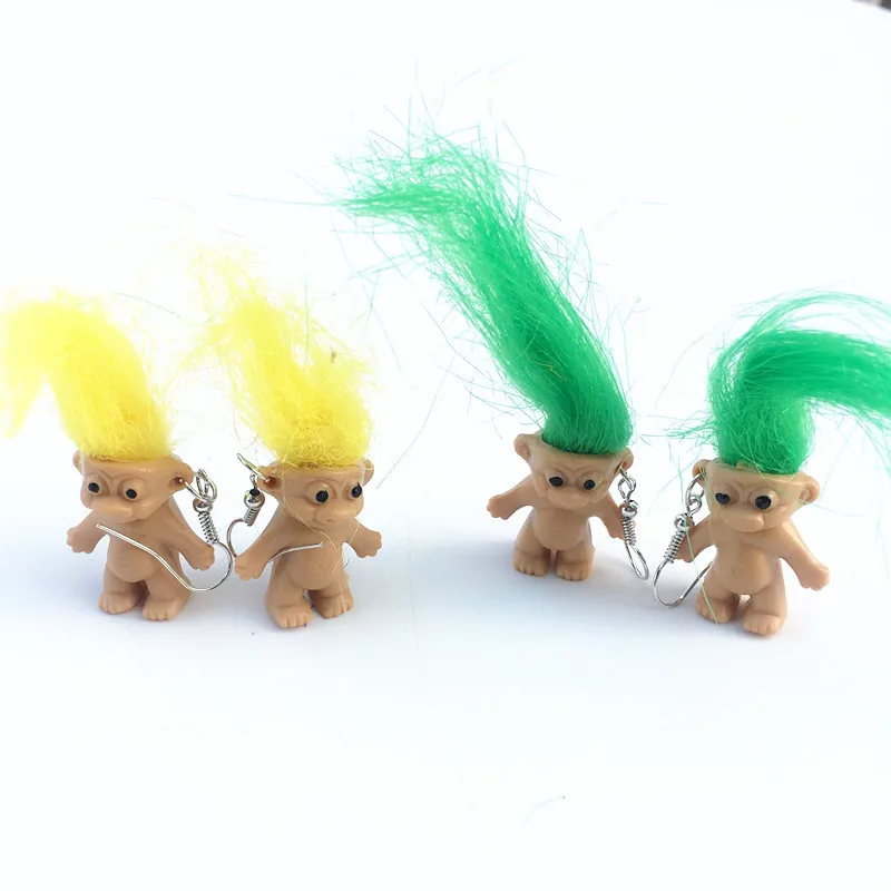 Крутые серьги из сумасшедших волос уродливые милые куклы клипсы для ушей