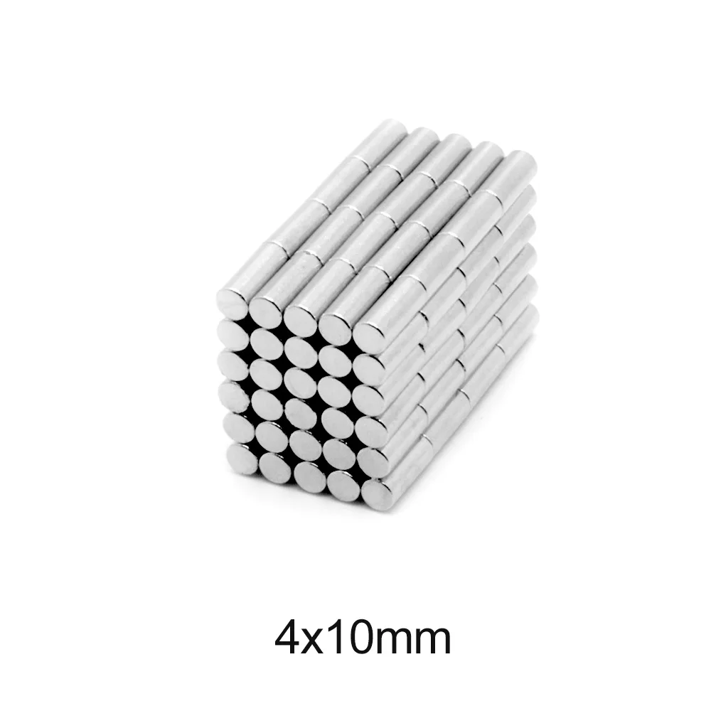 

Сильный цилиндрический редкоземельный магнит, 20 ~ 500 шт., 4x10 мм, Круглые неодимовые магниты 4x10 мм, N35, маленький магнитный мини-диск 4*10 для холо...
