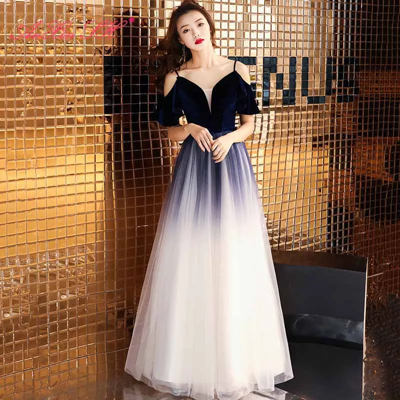 Роскошное темно синее Фланелевое белое кружевное вечернее платье принцессы AnXin SH