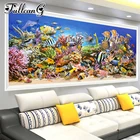 Полноразмерная Алмазная 5d картина FULLCANG с тропическими рыбками океана, полноразмерная мозаика сделай сам, круглая вышивка, распродажа, украшение для дома FC2784