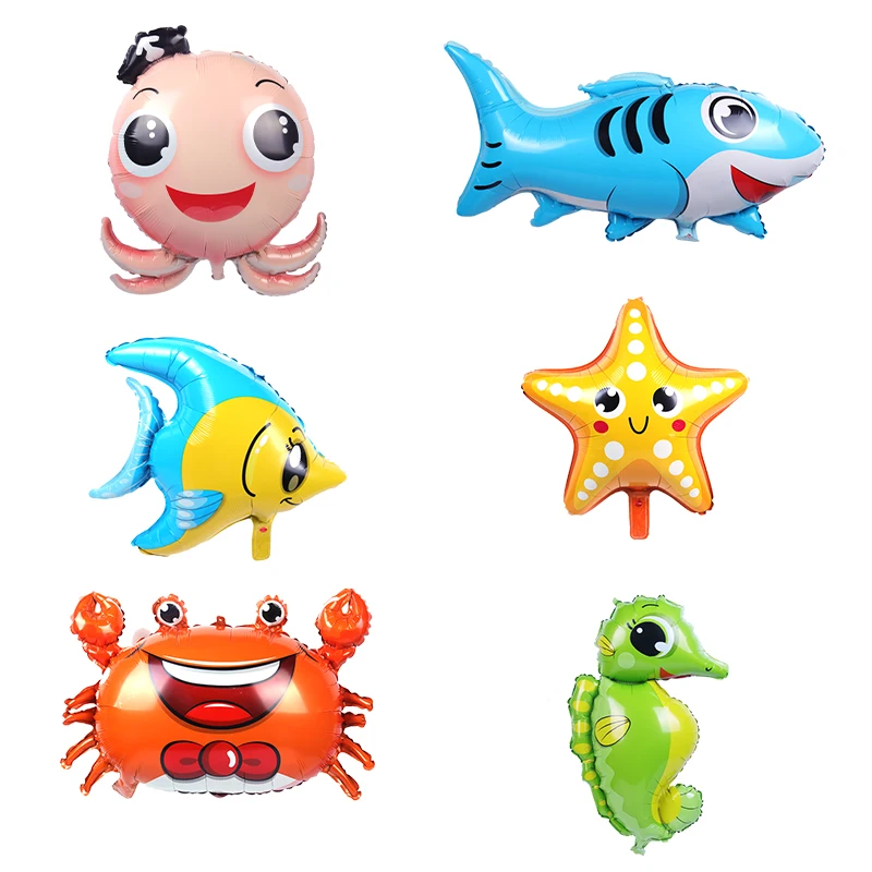 

1pcs Mini Cute Shark Seahorse Starfish Foil Balloons Kids Toys Birthday Party Decoration Ocean Animal Theme Air Ball Baby Shower