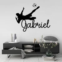 soccer kicking ball name personalized custom wall decal drawing room decoration mural home wall vinyl decals removable fn 93