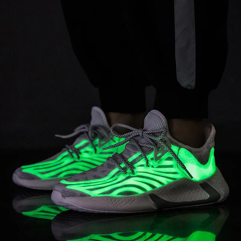 

Sports Running Shoes Outdoor Mesh Shoes Breathable Non-slip Round Head Fluorescent Low-top Thick-soled Casual Men's Shoes