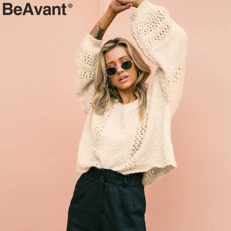 BeAvant Повседневный пуловер с дырочками свитер для женщин Осень-зима женский
