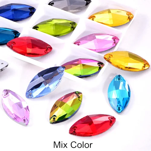 Mix-colors 5 размеров красочные Наветт стеклянные стразы шьют на Стразы желтый плоский с оборота конский глаз формы пришивные стразы для одежды B0161 - Цвет: Mix-colors