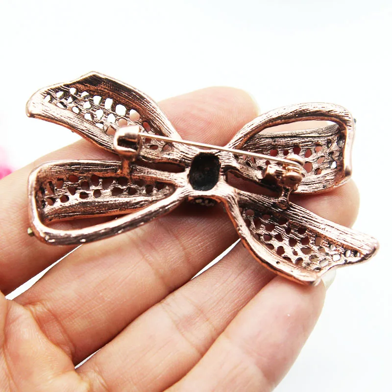 RHao винтажные большие золотые броши в форме цветка с бантом для женщин ретро-Брошь