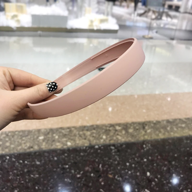 

2CM Wide Headband Hair Band Headwear Frosted Candy Color Plastic Headband Black Pink Handmade Head Hoop Elegant Hair Accessories