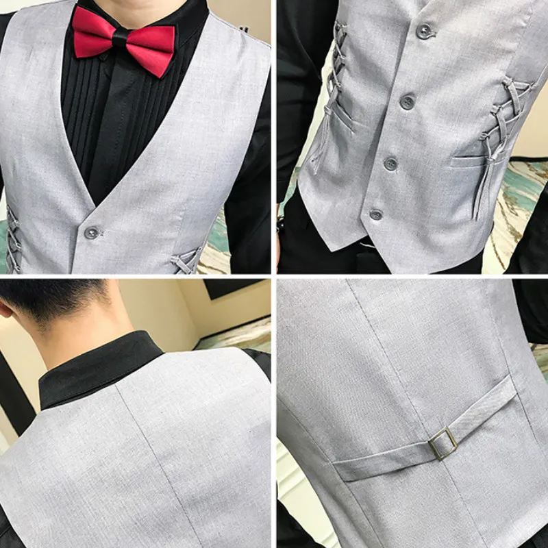 

Tassel Men's Vest Jacket Casual Slim Fit Sleeveless Vests Nightclub Bar Mens Suit Vest Tuxedo Waistcoat Chalecos Para Hombre 5XL