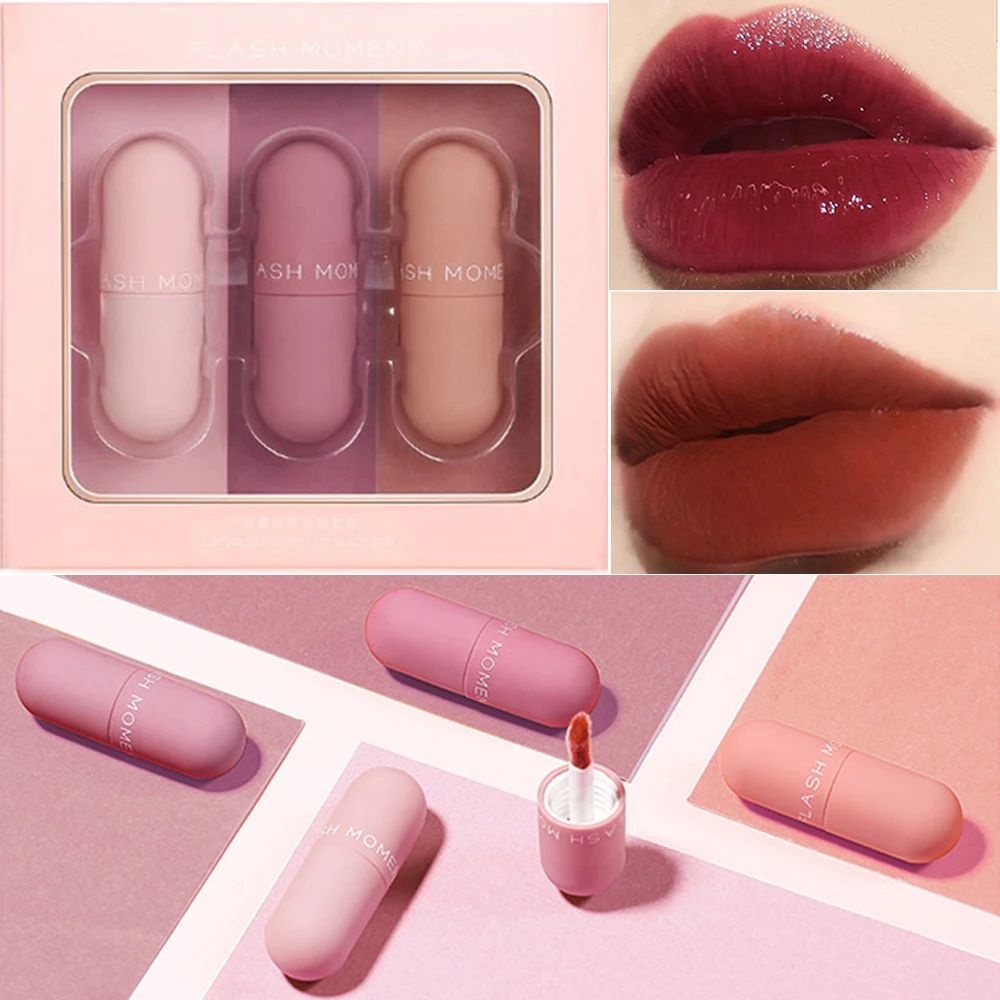 3 шт. мини капсулы в форме губной помады набор зеркальной поверхности блеск для