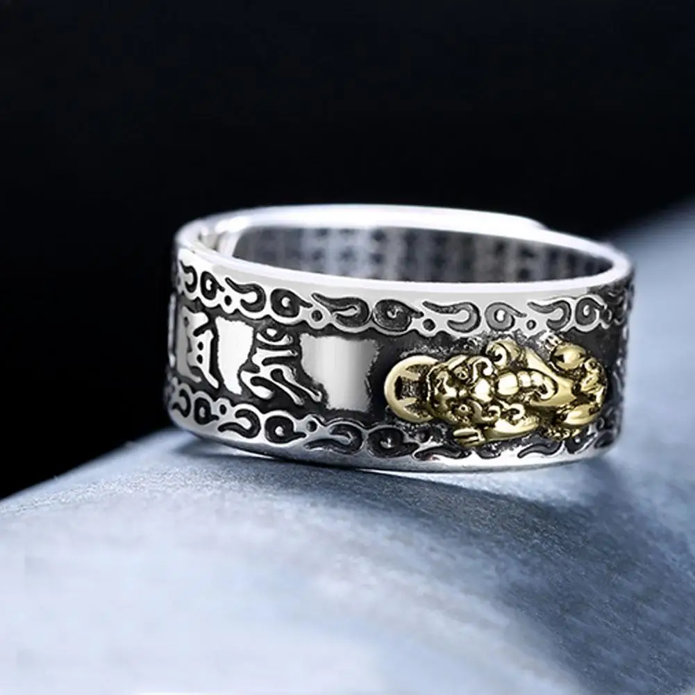 

Men Pixiu Charms Ring Women Feng Shui Amulet Wealth Lucky Open Adjustable Ring Men Buddhist Jewelry Rings Unisex