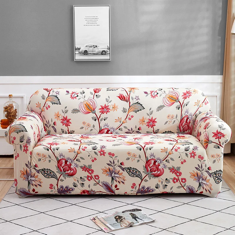 

Floral Printing Stretch Sofa Cover Elastic Furniture Protector Slipcovers Couch Cover 1/2/3/4-seater Sofa Covers for Living Room