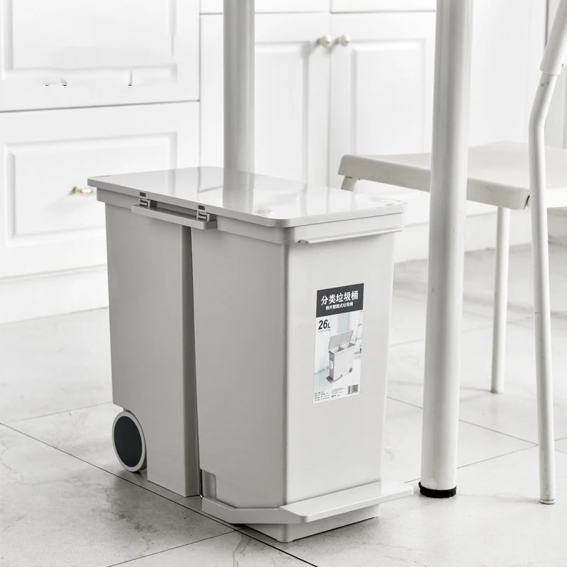 Новый 26L для сухой и влажной уборки сортируются мусорный бак с колеса педали