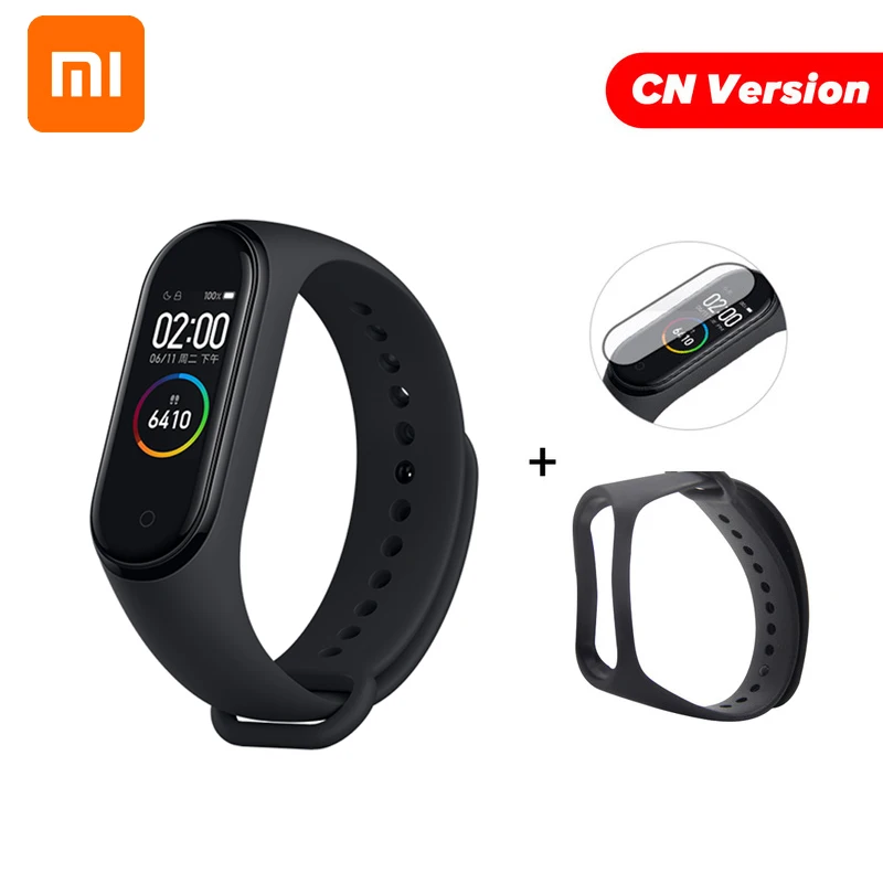CN Black N Film Xiaomi mi Band 4 глобальная версия цветной экран Смарт-Браслет фитнес-трекер mi Band 4 браслет Bluetooth водонепроницаемый для IOS/Android - Цвет: CN Black N Film