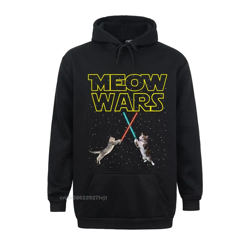 Meow Wars CaHoodie Funny Gifts For Cats Lovers Long Sleeve Hoodie Cotton Design Hoodie Cheap Man Hoodie Unique