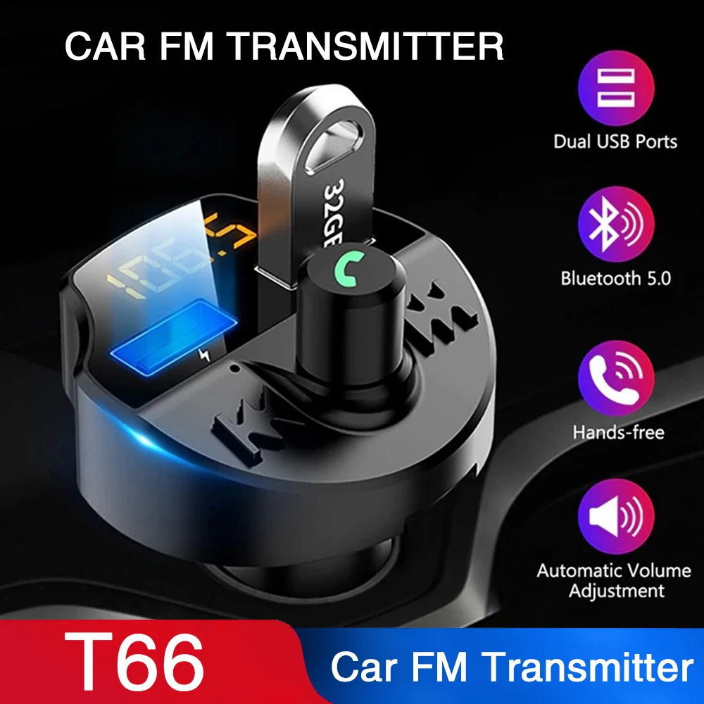 Автомобильный FM передатчик громкой связи MP3 плеер приемник аудио стерео музыка TF