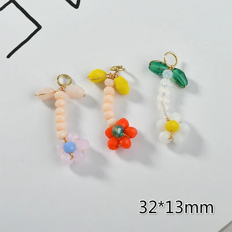 Ручной работы листья цветочные бусины кристаллы кулон DIY серьги украшение