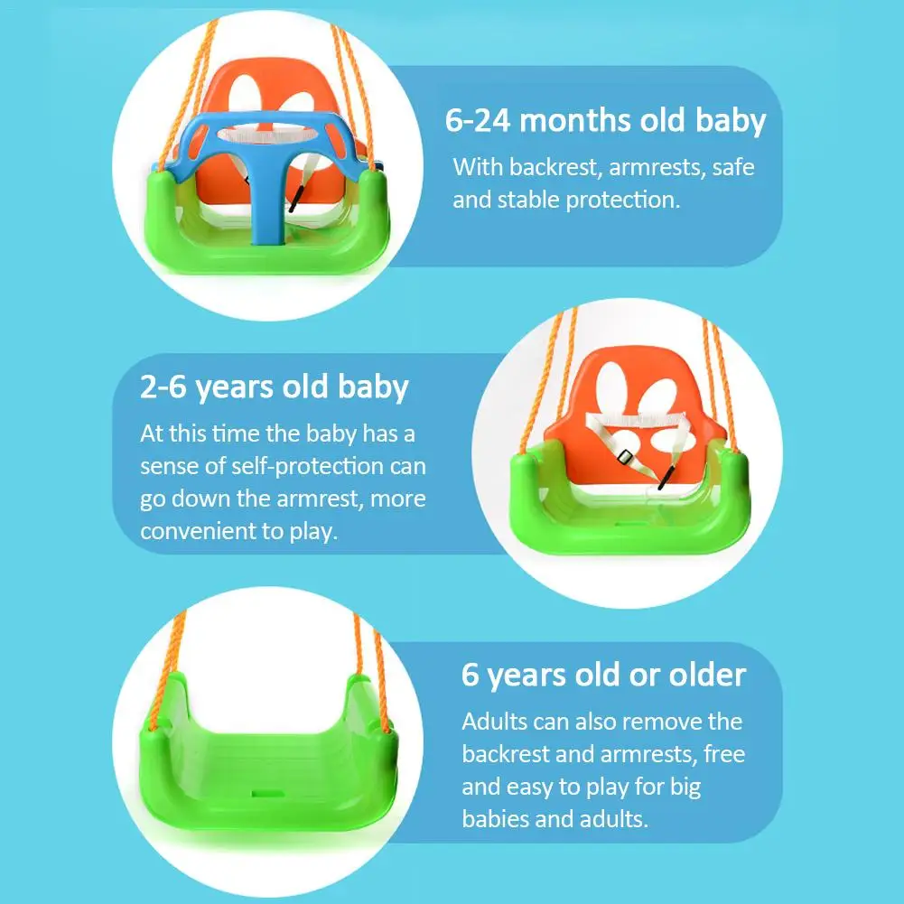 

3 In 1 Toddler Swing Seat Detachable Outdoor Toddler Chair Hanging Swing Toy Toddler Indoor Kids Chair beneficial