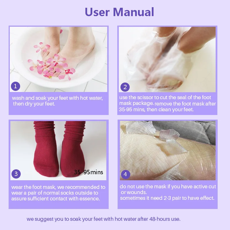 

3pairs=6pcs Exfoliating Foot Masks Pedicure Socks Exfoliation for Feet Mask Remove Dead Skin Heels Foot Peeling Mask