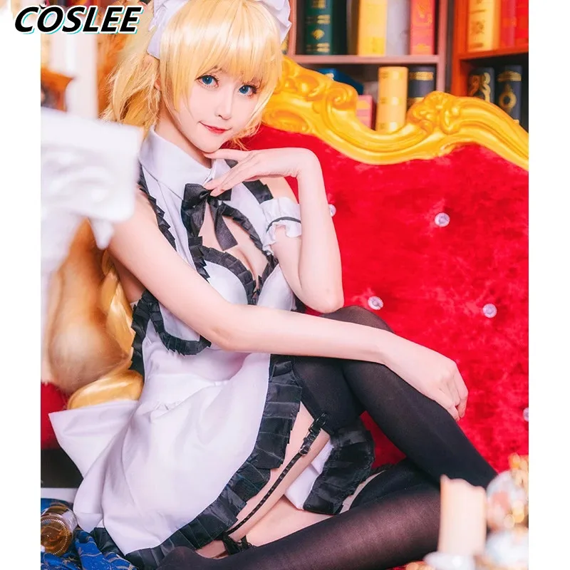 

COSLEE Fate/Grand Order FGO Joan of Arc Alter Cosplay Costume Maid Uniform Dress Suit Halloween Outfit For Women New