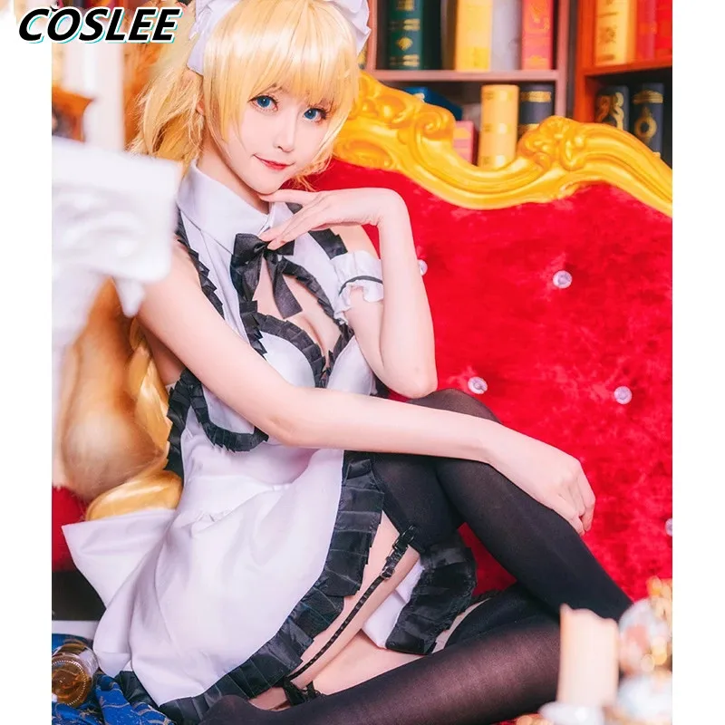 

Костюм служанки COSLEE Fate/Grand Order FGO для косплея по мотивам «Жанна дуги», костюм горничной, платье, костюм, костюм на Хэллоуин для женщин, новинка