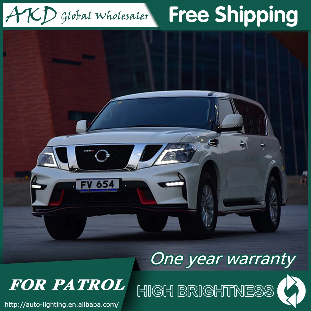Фары для автомобиля Nissan Patrol Y62 2010- DRL дневные ходовые огни головная лампа светодиодный би ксеноновая лампа Противотуманные фары, аксессуары для автомобиля