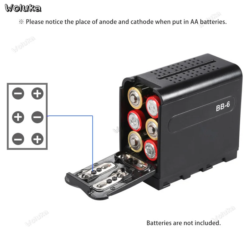 6 шт. батарейки AA внешняя мощность как для светодиодной панели видеосъемки или
