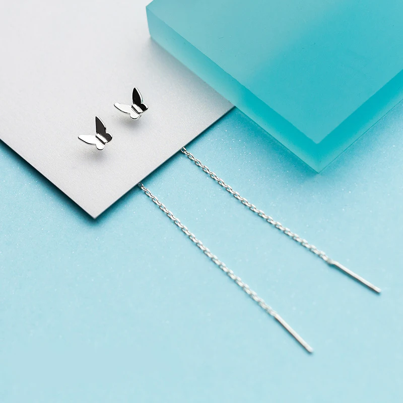 Серьги гвоздики из серебра 2019 пробы с маленькой бабочкой 100% см|Серьги-гвоздики| |