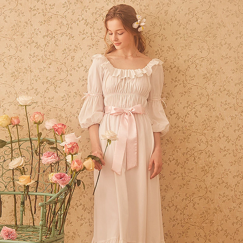 Женское ночное платье хлопковая ночная рубашка женская королевская винтажная