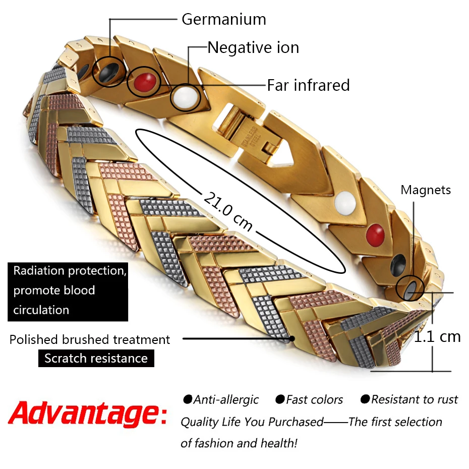 RainSo магнитный браслет для женщин Германий био энергии лечебная терапия браслеты