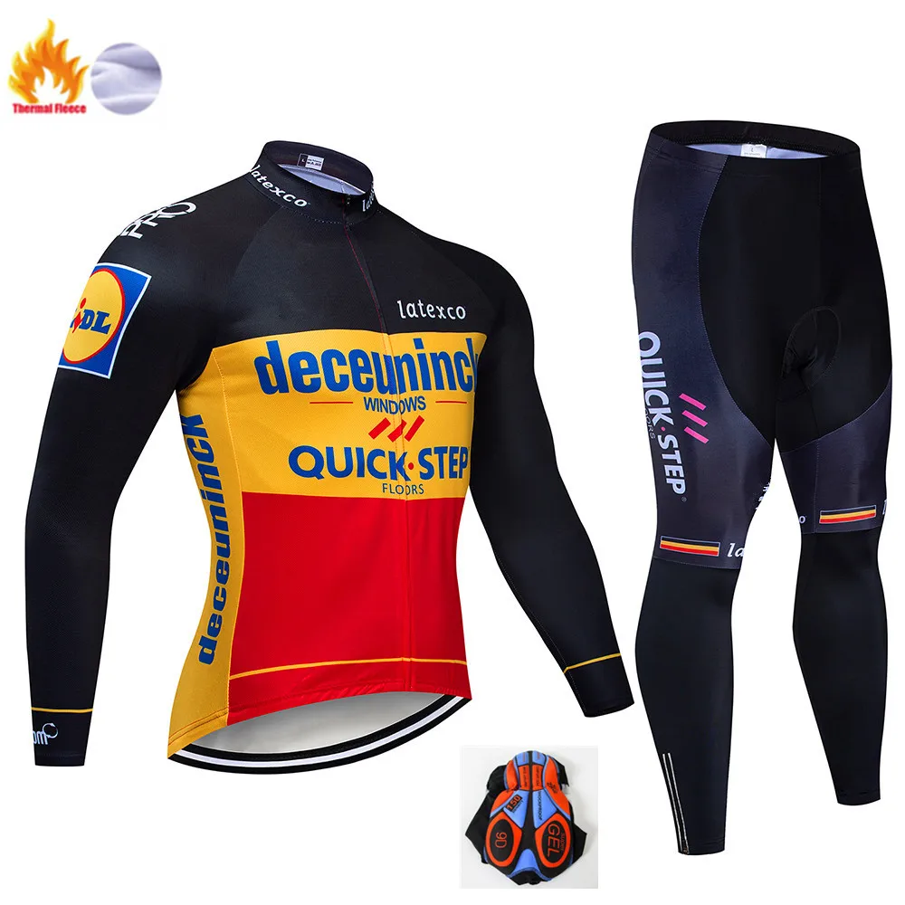 Winter Cycling Suit quickшаг команда Велосипедная куртка 9D велосипед брюки набор Ropa Ciclismo мужские зимние термо флис pro трикотаж для велосипедистов Майо Одежда - Цвет: Winter Cycling Suit