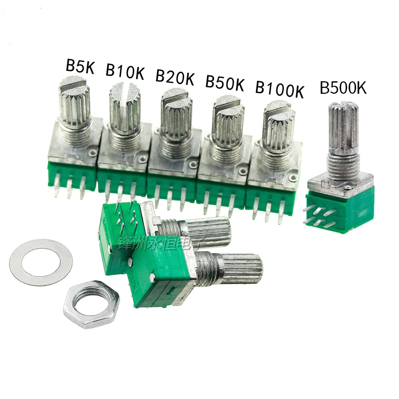 5 шт. RK097G двойной потенциометр B5K/10K/20K/50K/100K 6 контактный