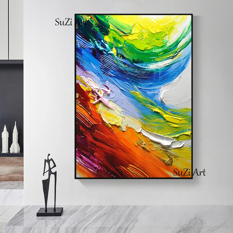 

100% Handpainted Abstract 3D Knife Oil Painting On Canvas Decoration Picture Living Room Restaurant Wall Art
