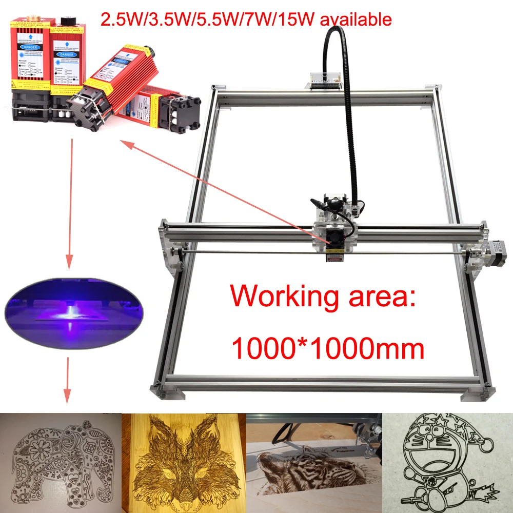 Лазерный гравировальный станок лазерный с управлением TTL PMW 1000*1000 15/5.5/3.5 Вт|Фрезы