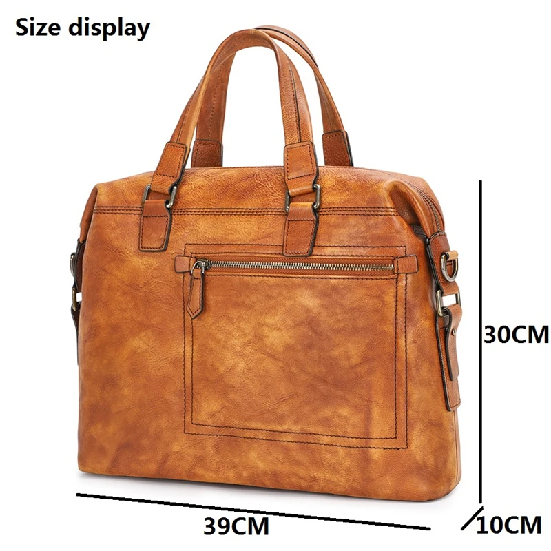 Men's Genuine leather Business Briefcase High Quality Cowhide Leather Laptop Handbag For Male Portable Messenger Shoulder Bag